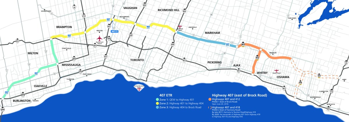 地图多伦多高速公路407