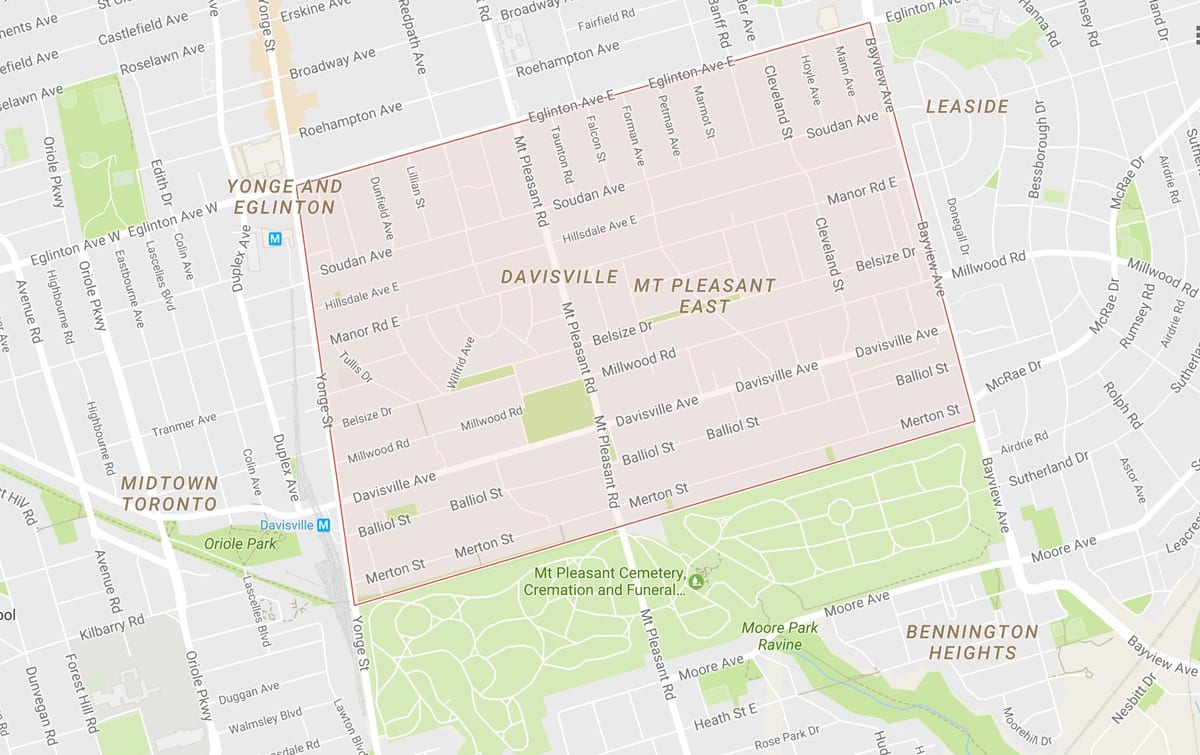 地图Davisville村附近多伦多
