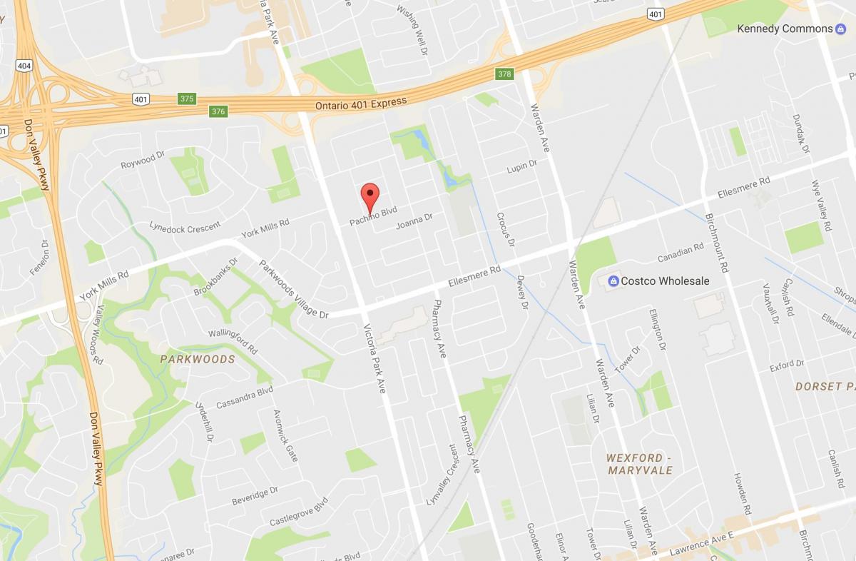 地图Maryvalen eighbourhood多伦多