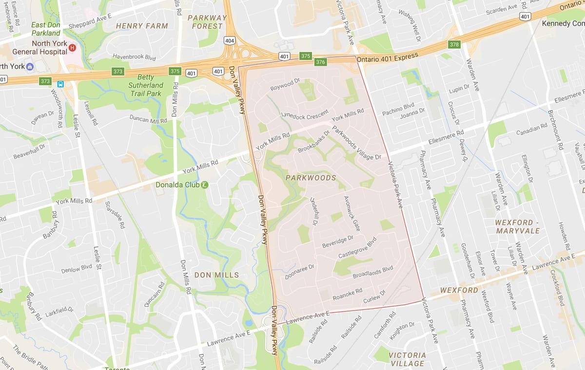 地图Parkwoods多伦多附近
