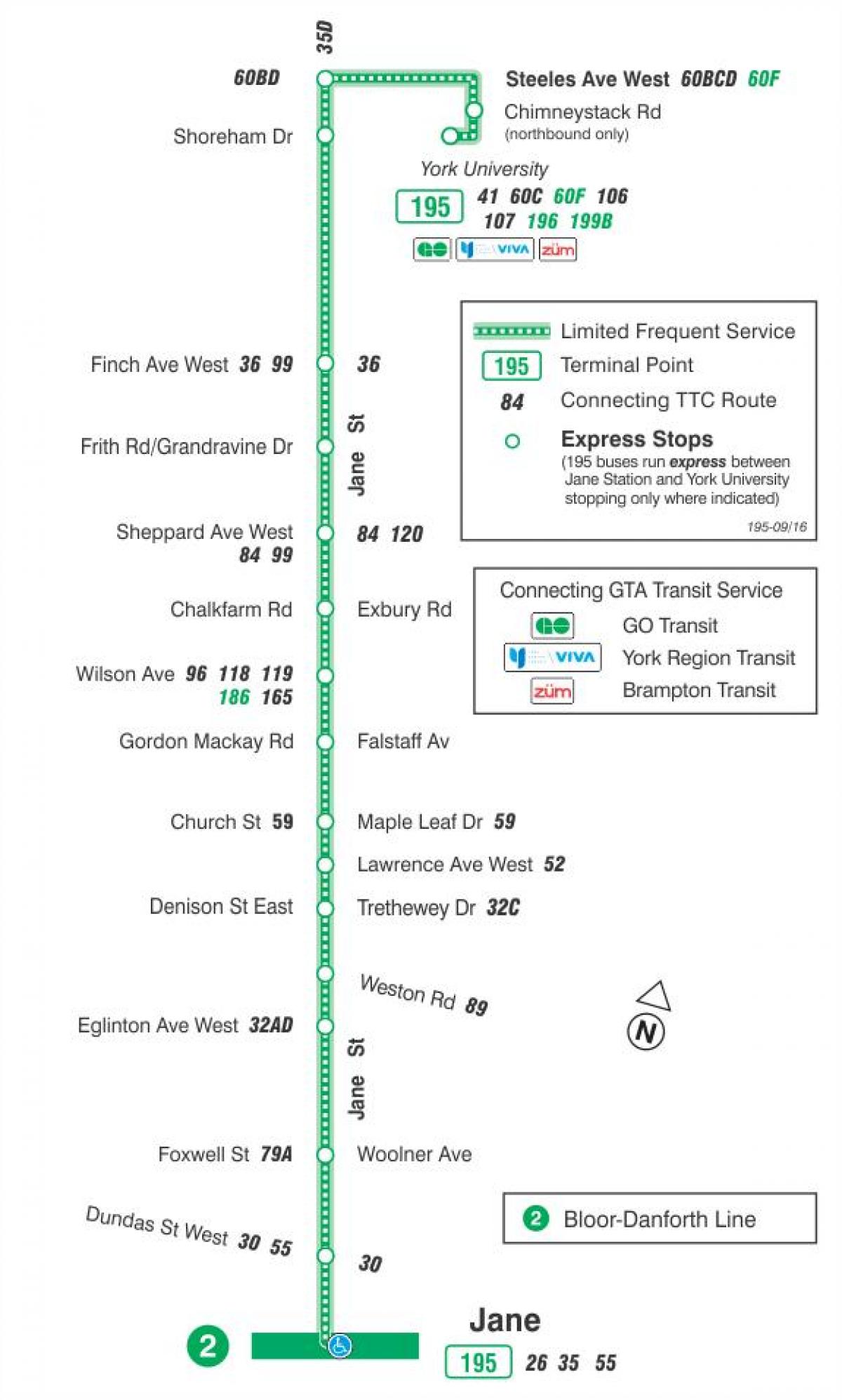 地图TTC195简火箭的巴士路线多伦多