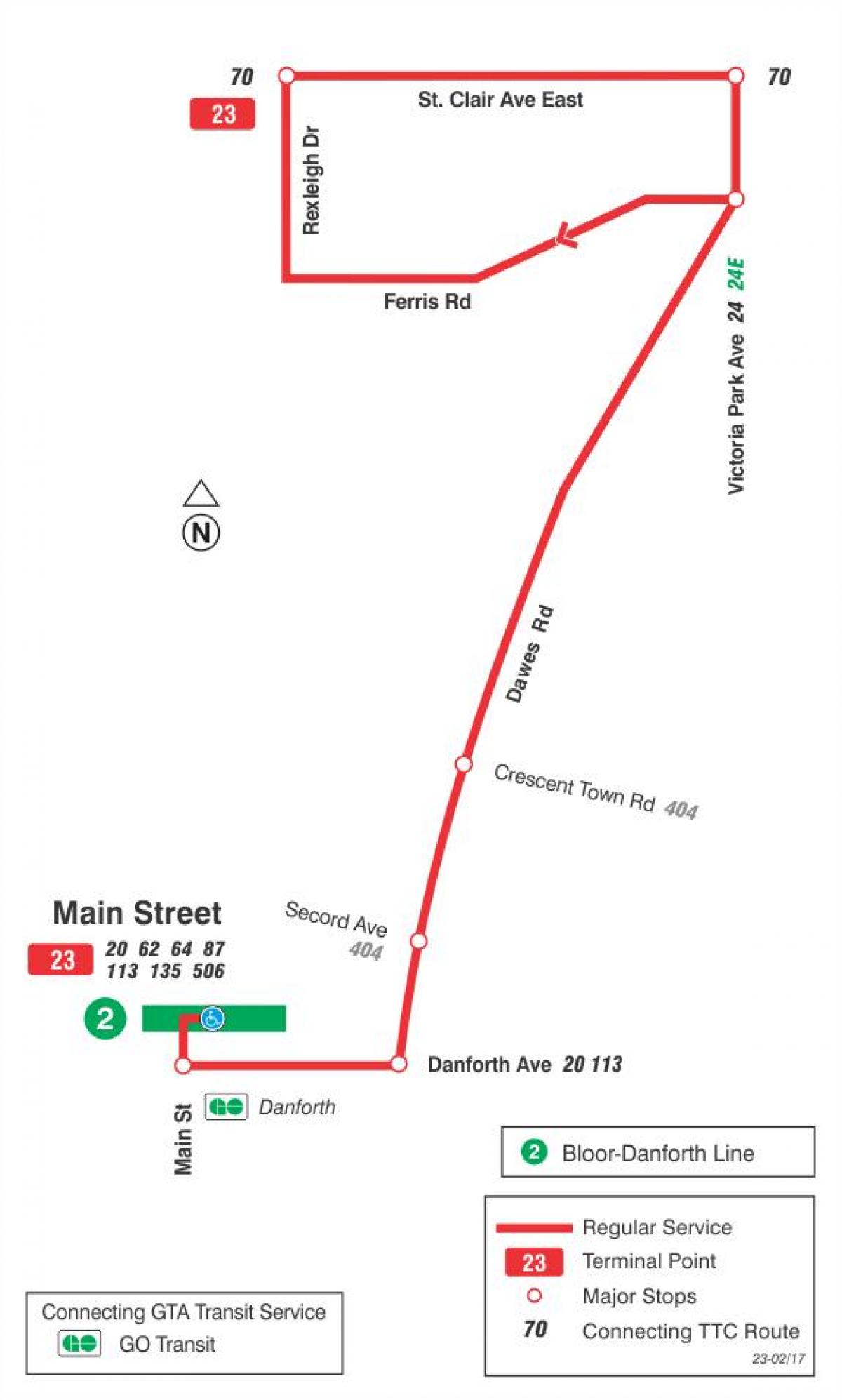 地图TTC23道斯巴士路线多伦多