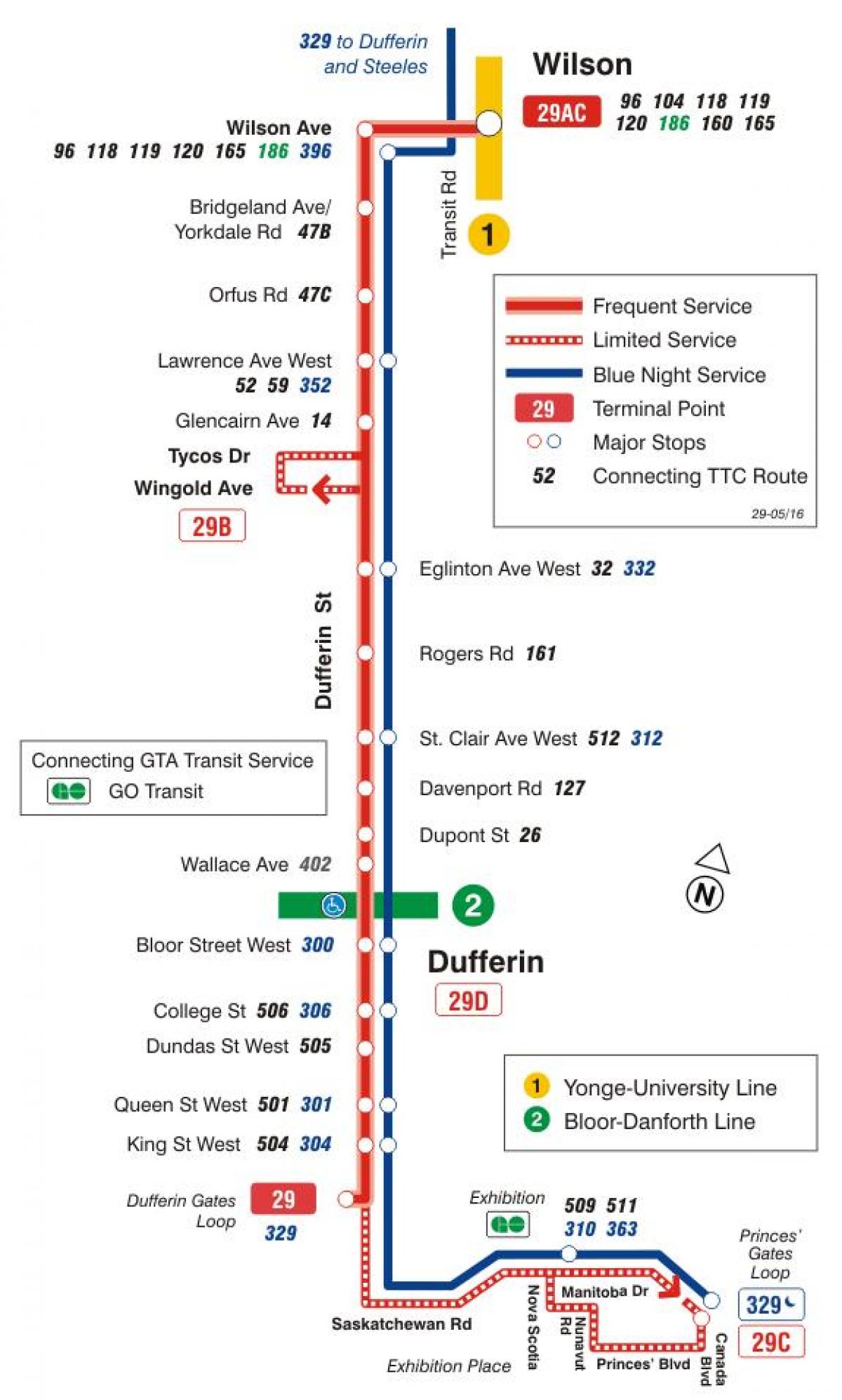 地图TTC29达弗林巴士路线多伦多