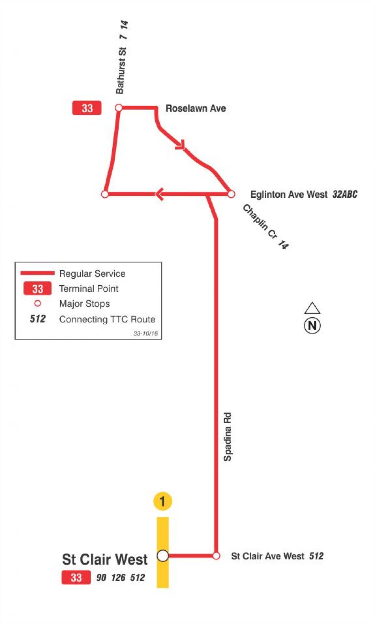 地图TTC33森林山的巴士路线多伦多