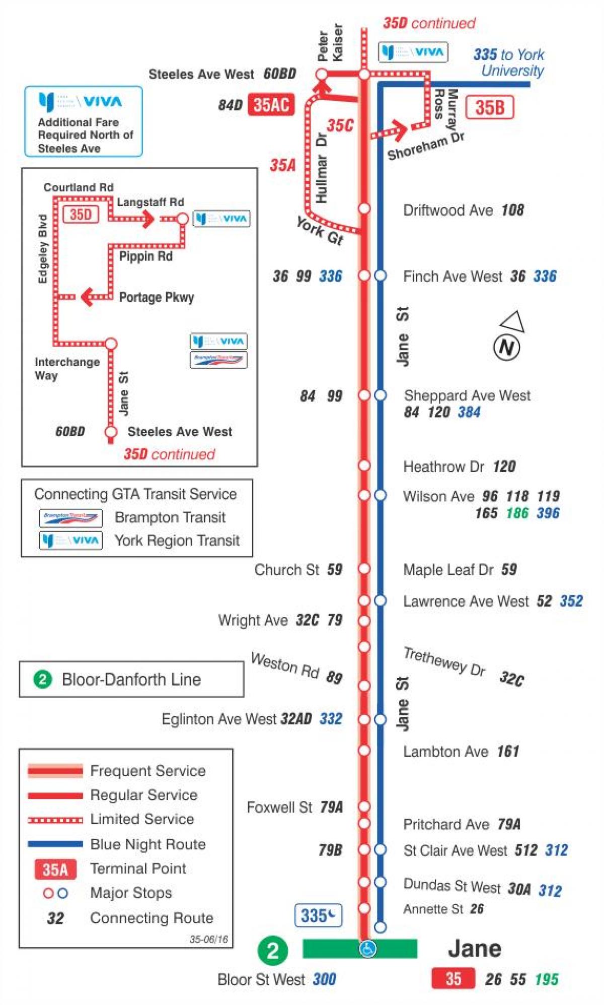 地图TTC35简巴士路线多伦多