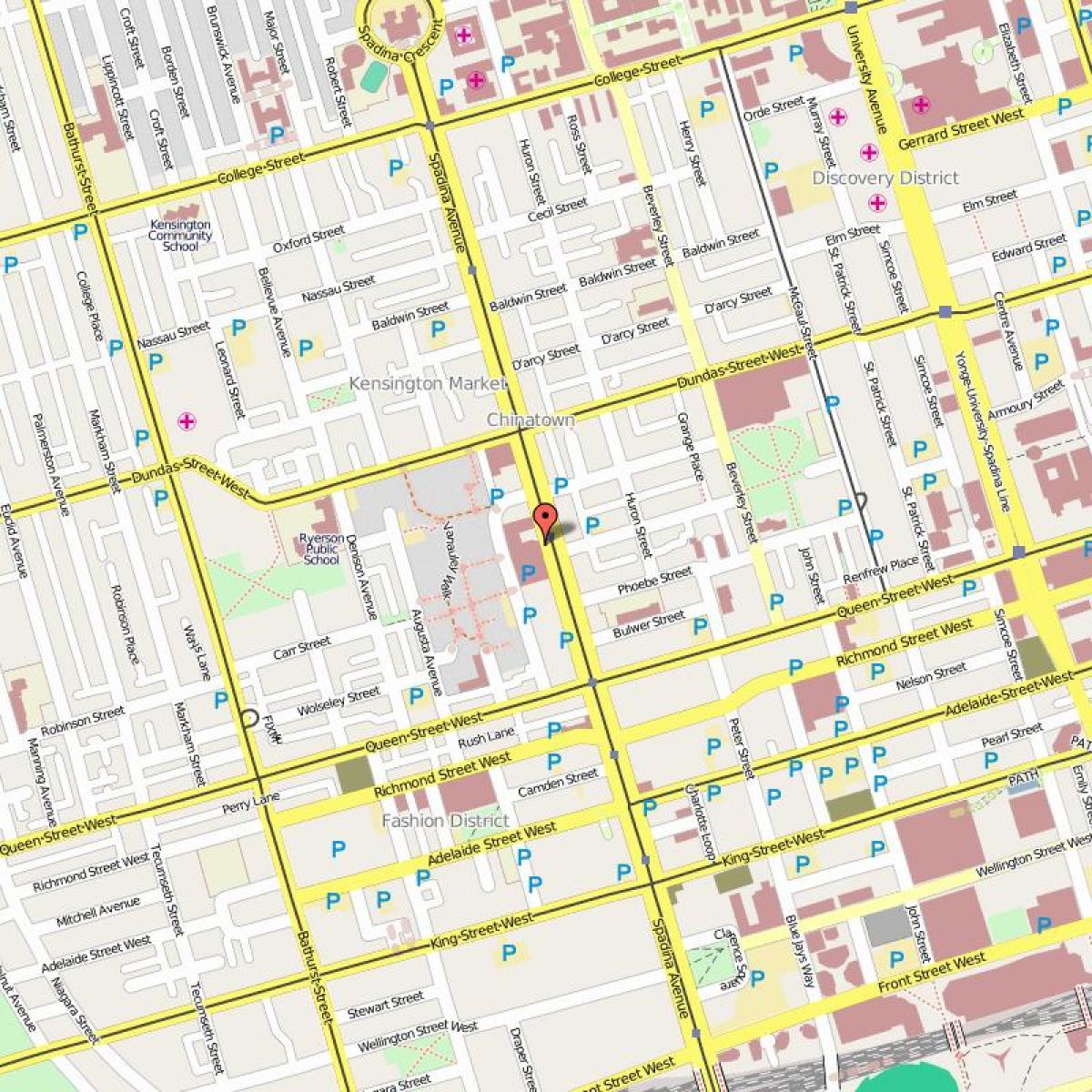 地图上的唐人街的多伦多