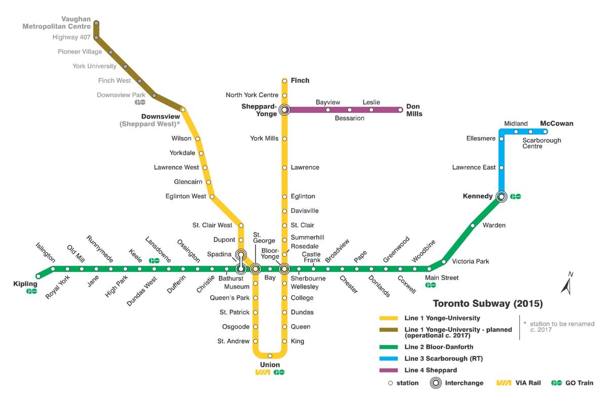 地图的地铁多伦多