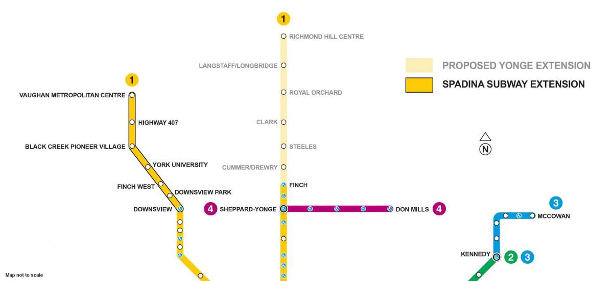 地图延长多伦多地铁
