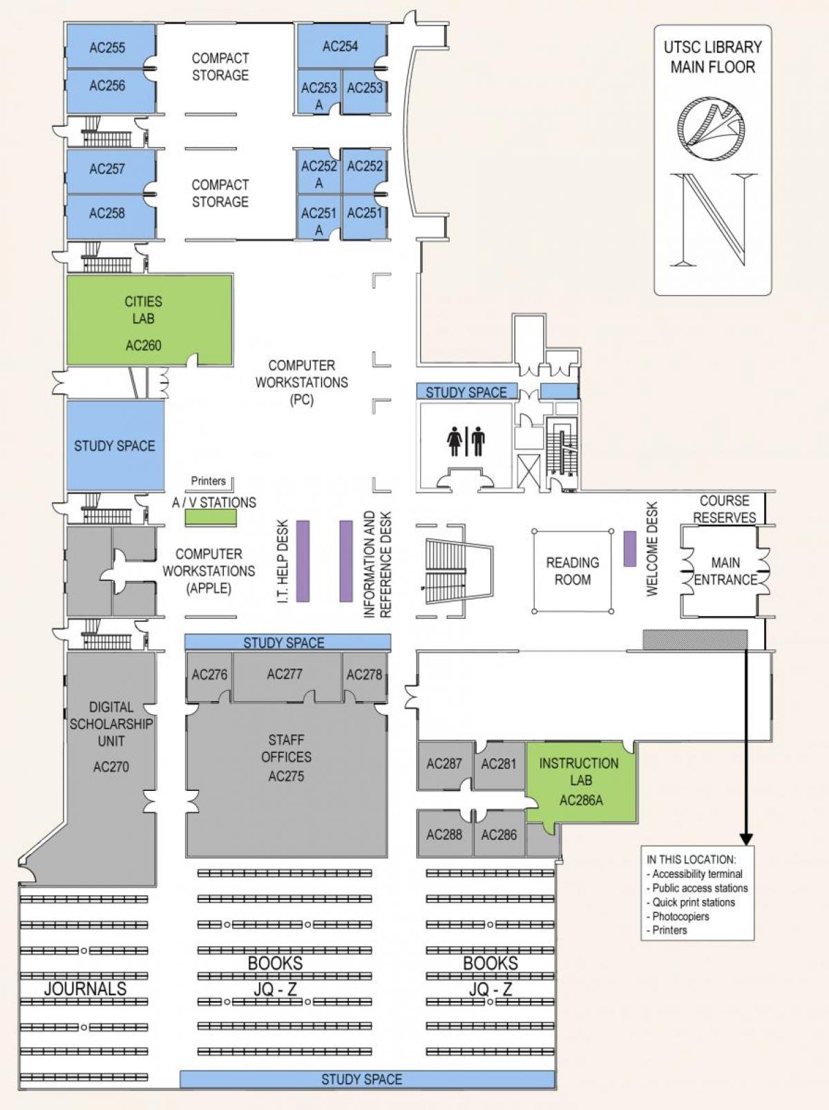 地图上的大学的多伦多Scarborough校园图书馆主楼