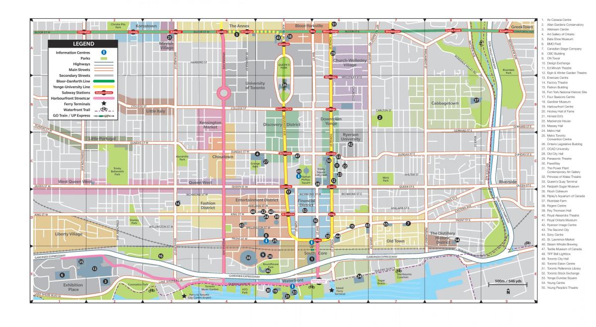多伦多市中心的地图