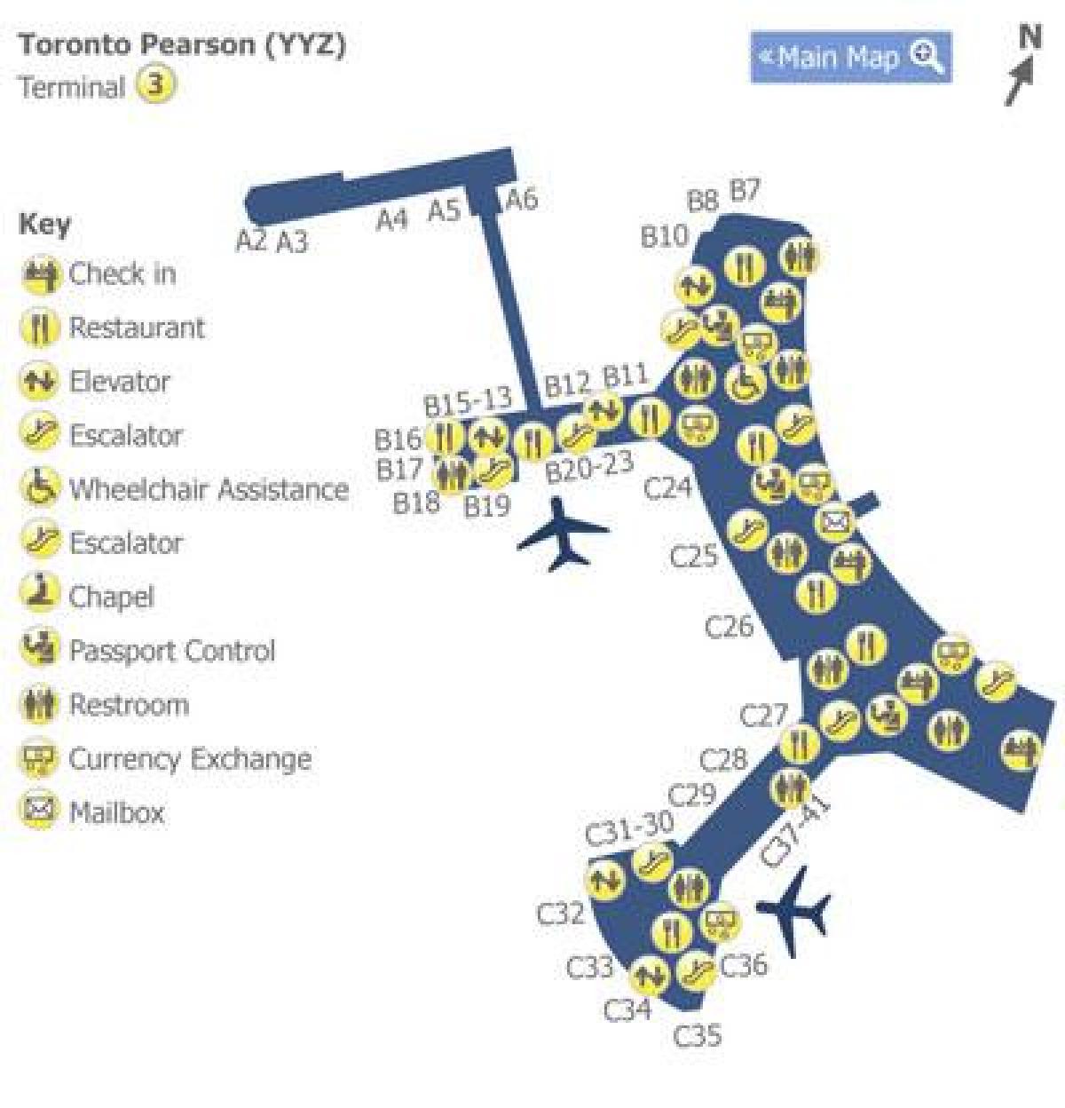 地图多伦多机场终端3