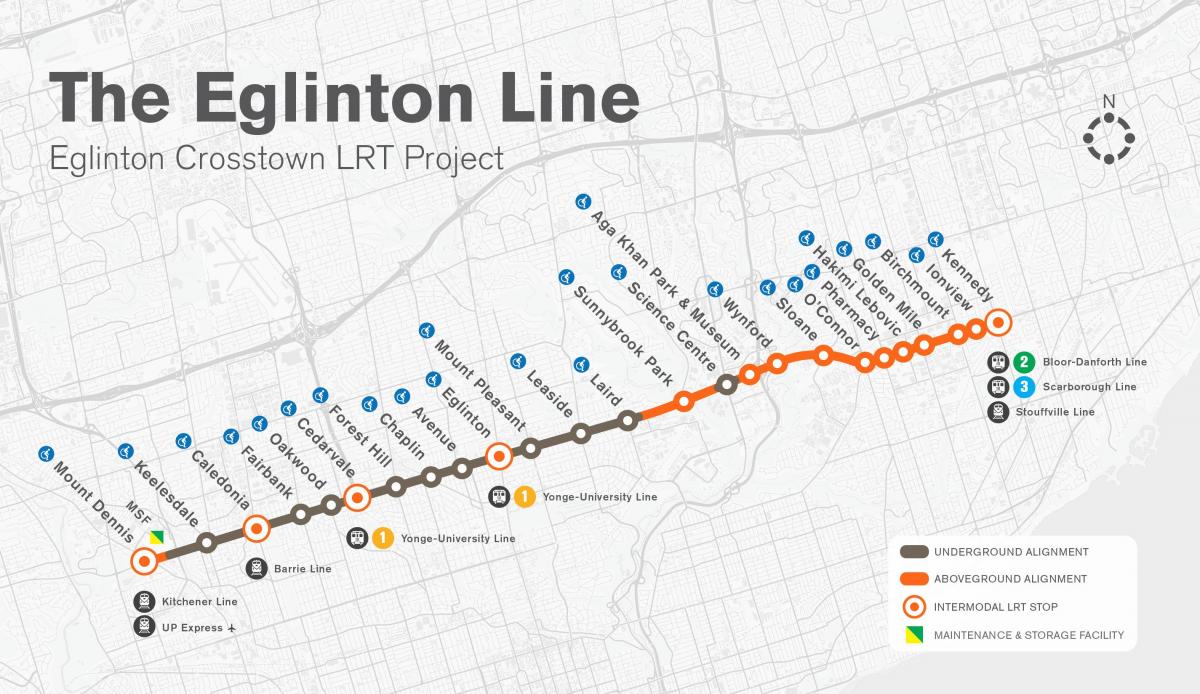 地图多伦多艾灵顿地铁线项目