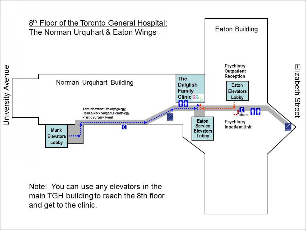 地图上的大医院有8个地多伦多