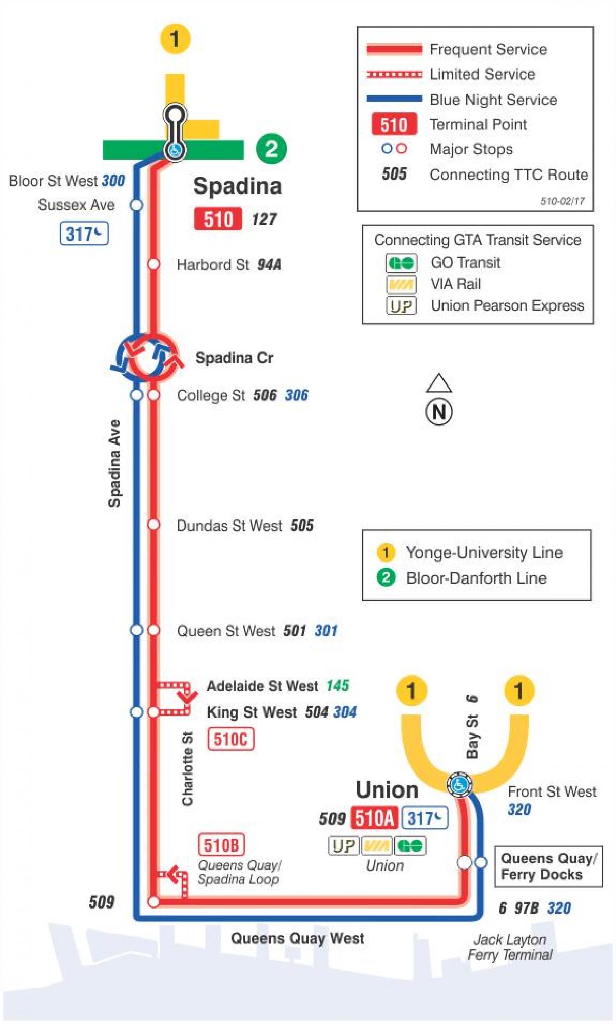 地图的有轨电车线路510斯帕迪纳