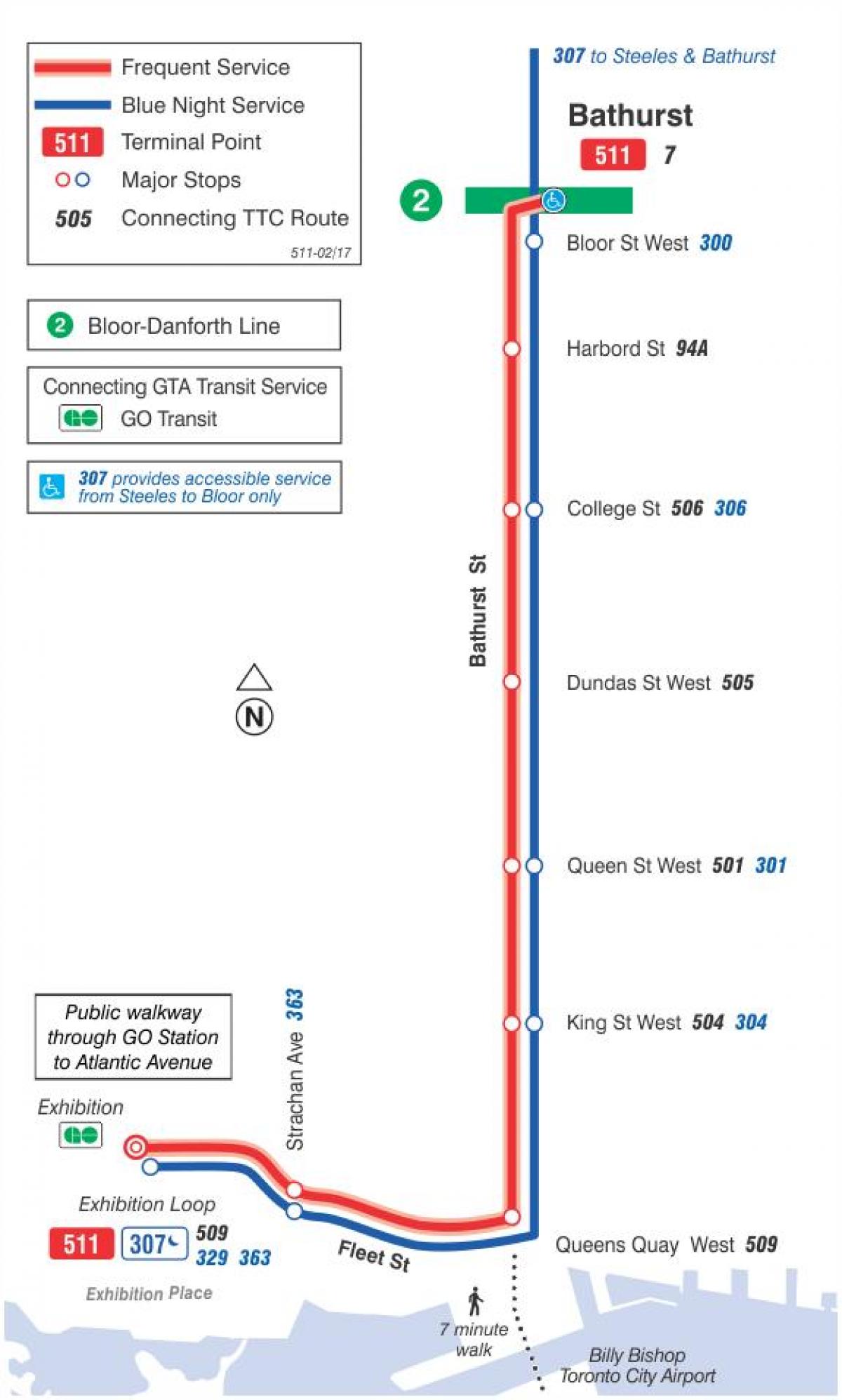 地图的有轨电车线路511巴瑟斯特