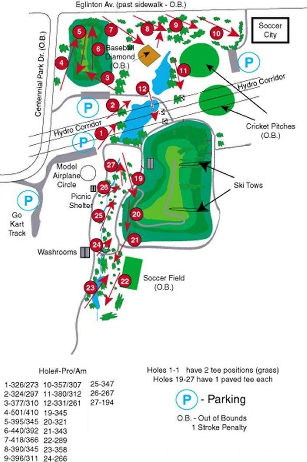 地图百年纪念公园的高尔夫球场多伦多