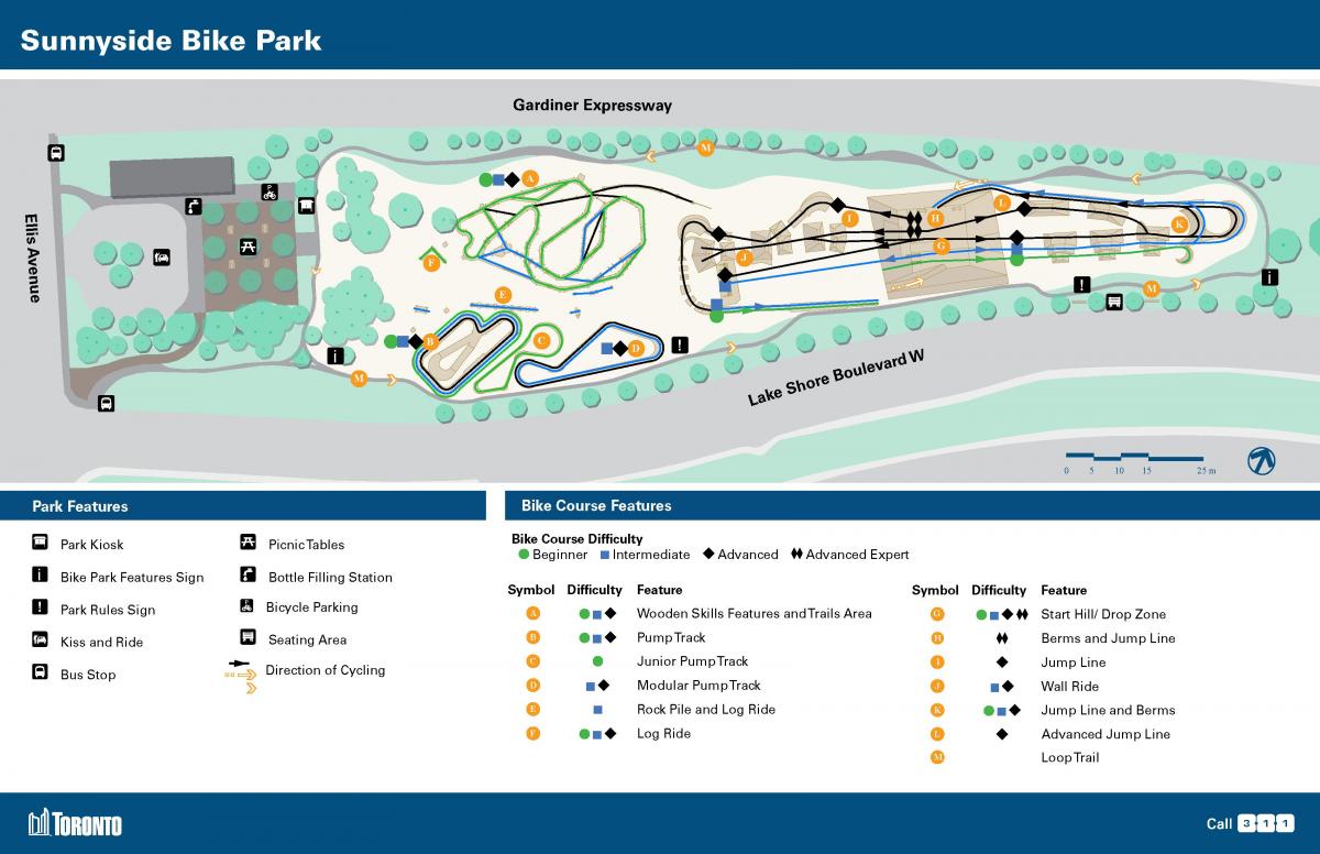 地图上的阳光幼儿园骑自行车公园多伦多
