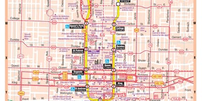 地图的地铁站的多伦多市中心