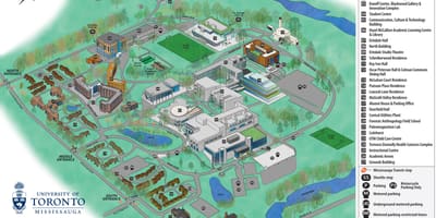 地图上的大学的多伦多米西索加的校园