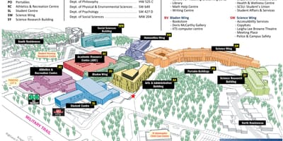 地图上的大学的多伦多Scarborough校园