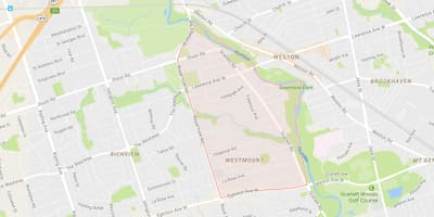 地图的Humber高度–西山附近多伦多