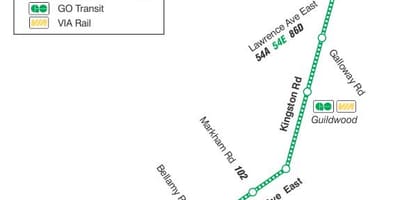 地图TTC198U T Scarborough火箭的巴士路线多伦多