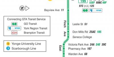 地图TTC199芬奇的火箭的巴士路线多伦多