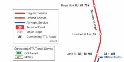 地图TTC30兰顿的巴士路线多伦多
