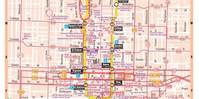 地图的地铁站的多伦多市中心